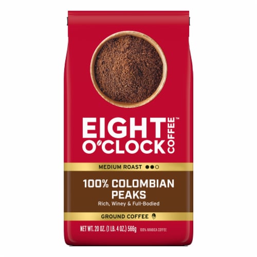 Eight O'Clock 100% Columbian Peaks Ground Coffee Perspective: front