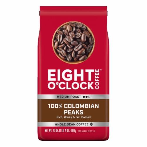 Eight O'Clock 100% Columbian Peaks Whole Bean Coffee Perspective: front