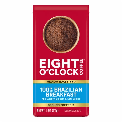 Eight O'Clock Coffee Medium Roast Ground 100% Brazilian Breakfast Coffee 11 oz Perspective: front
