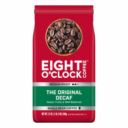 Eight O'Clock Coffee Medium Roast Whole Bean The Original Decaf Coffee 21 oz Perspective: front