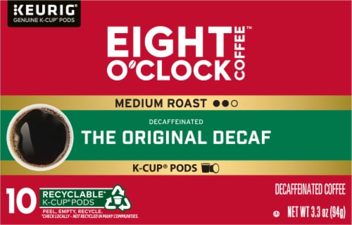 Eight O'Clock Coffee Decaffeinated Medium Roast The Original Decaf Coffee 10 - 0.33 oz K-Cup Pods Perspective: front
