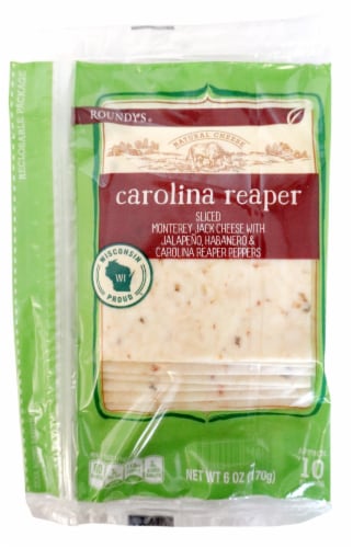 Roundy's® Carolina Reaper Cheese Slices Monterey Jack With Jalapeno Habanero & Carolina Peppers Perspective: front