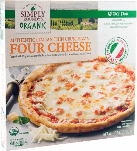 Simply Roundy's Organic Authentic Italian Thin Crust Four Cheese Frozen Pizza Perspective: front