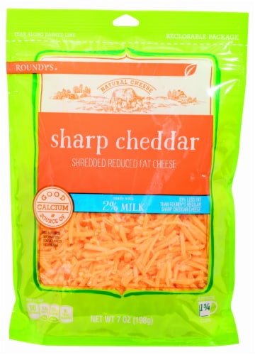 Roundy's® 2% Milk Sharp Cheddar Shredded Cheese Perspective: front