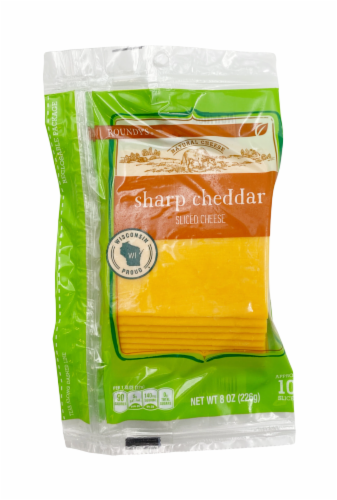 Roundy's Sharp Cheddar Natural Cheese Slices Perspective: front