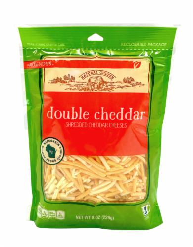 Roundy's® Double Cheddar Shredded Cheese Perspective: front