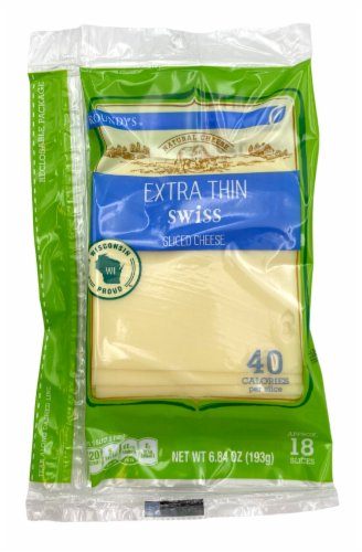 Roundy's® Extra Thin Swiss Sliced Cheese Perspective: front