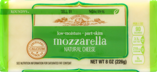 Roundy's Chunky Mozzarella Cheese Perspective: front