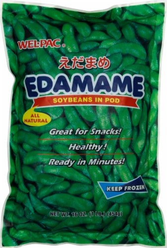 Wel-Pac® Frozen Edamame Soybeans in a Pod Perspective: front