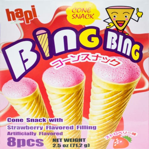 Hapi® Bing Bing Strawberry Cone Candy Perspective: front