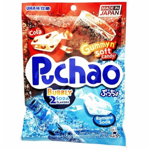 Pucho Bubbly Soda & Cola Flavored Gummyn' Soft Candy Perspective: front