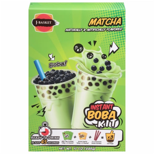 J-Basket Matcha Tea Instant Boba Kit Perspective: front