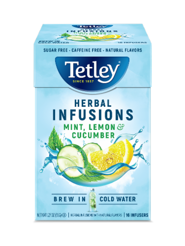 Tetley® Mint, Lemon & Cucumber Herbal Infusion Perspective: front