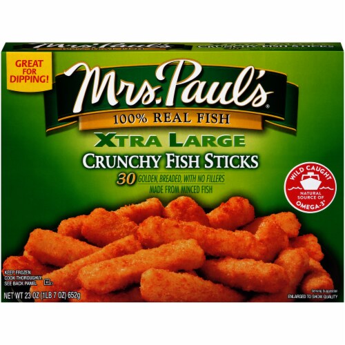Mrs. Paul's Xtra Large Crunchy Fish Sticks 30 Count Perspective: front
