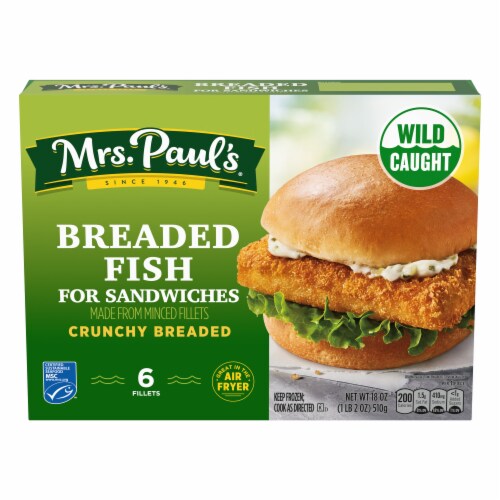 Mrs. Paul's Frozen Breaded Fish Sandwich Fillets Perspective: front