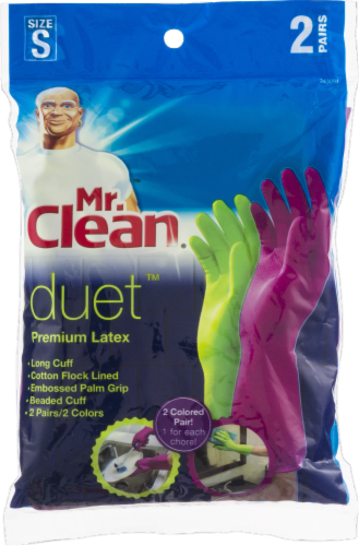 Mr. Clean® Duet Small Premium Latex Gloves - 2 pk Perspective: front