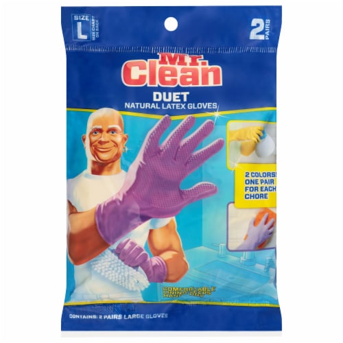 Mr. Clean Duet Premium Latex Gloves - Green/Pink - Large Perspective: front