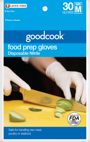 GoodCook® Disposable Nitrile Food Prep Gloves - 30 Pack - White Perspective: front
