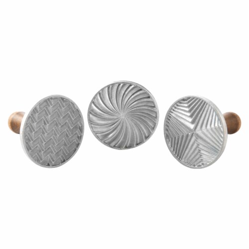 Nordic Ware Geo Cast Cookie Stamps - Silver Perspective: front