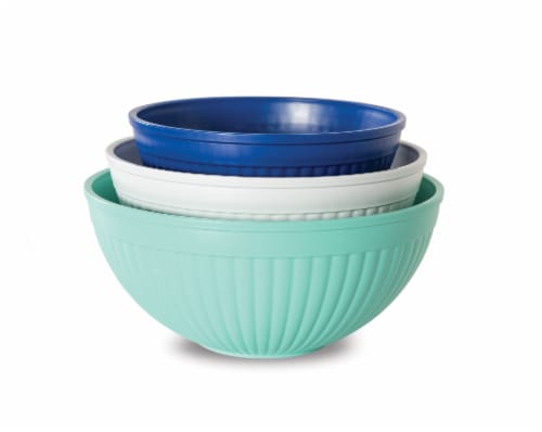 Better Homes & Gardens 3 Piece Ceramic Mixing Bowl Set, Aqua