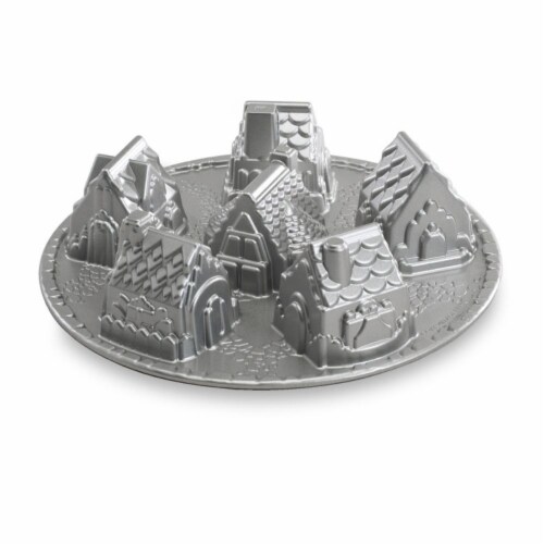 Nordic Ware Aluminum Cozy Village Baking Pan - Silver Perspective: front