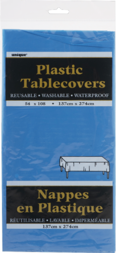 Unique® Plastic Rectangular Tablecloth - Blue Perspective: front