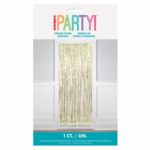 Unique Foil Fringe Door Curtain - Gold Perspective: front