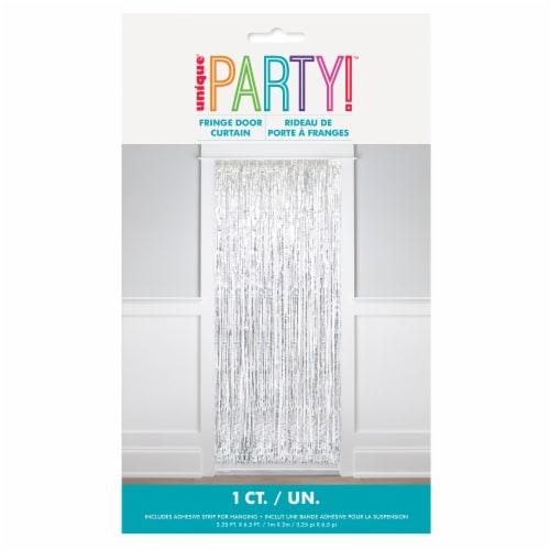Unique  Foil Fringe Door Curtain - Silver Perspective: front
