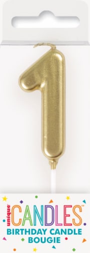 Unique® Candles™ Mini #1 Birthday Candle - Gold Perspective: front