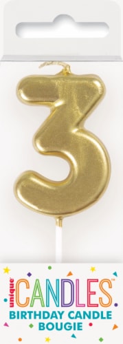 Unique® Candles™ Birthday Candle #3 Perspective: front