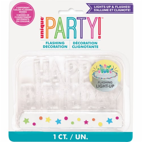 Unique® PARTY!™ Flashing Decoration Cake Topper Perspective: front