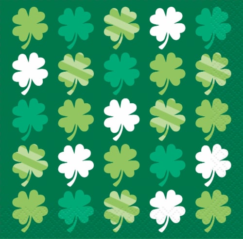 Unique Designs Lucky Clover St. Patricks's Day Beverage Napkins Perspective: front