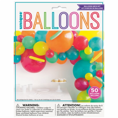 Unique® 50 piece Balloon Arch Kit Rainbow Assortmet Perspective: front