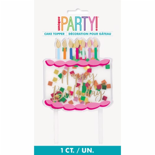 Unique® Happy Birthday Cake Topper Perspective: front