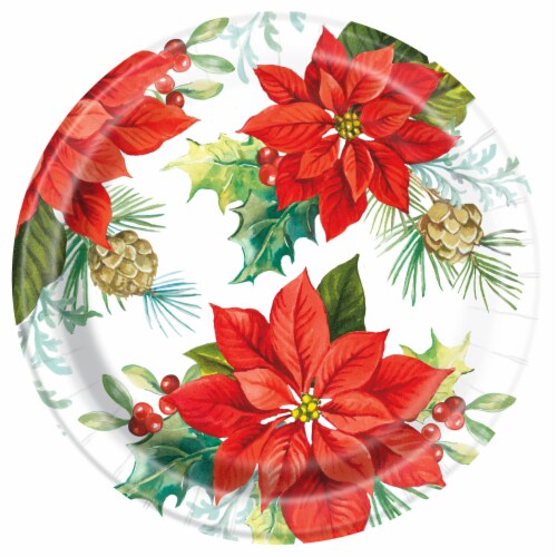 Christmas Botanical Holiday 7" Plates - 8 Count Perspective: front