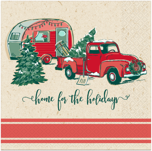 Christmas Truck Holiday Lunch Napkins - 16 Count Perspective: front