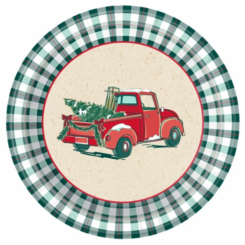 Christmas Truck Holiday 7" Plates - 8 Count Perspective: front