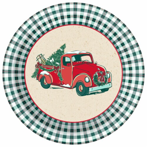 Christmas Truck Holiday 9" Plates - 8 Count Perspective: front