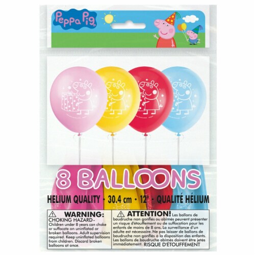 Peppa Pig Birthday Party Latex Balloons 8ct Perspective: front