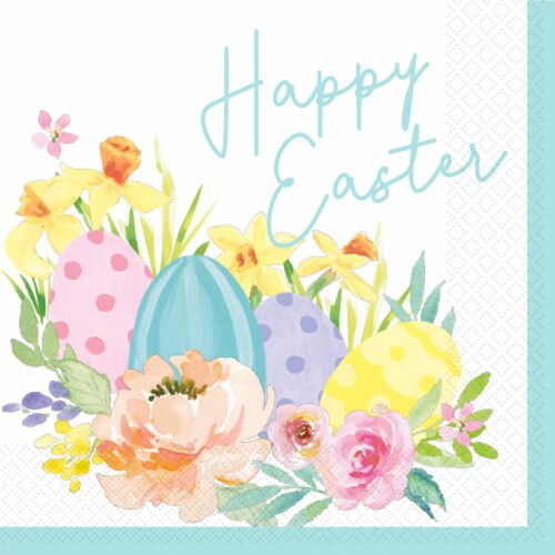 Happy Easter 16 Count Beverage Napkins Perspective: front