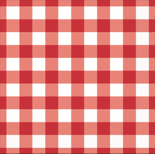 Unique Red & White Gingham Napkins Perspective: front