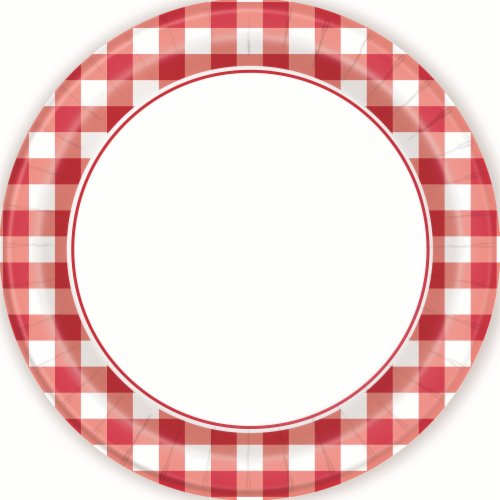 Gingham 8ct 7" Round Plates Perspective: front