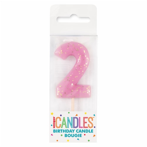 Unique Mini Multi Color Glitter Birthday Candle #2 Perspective: front