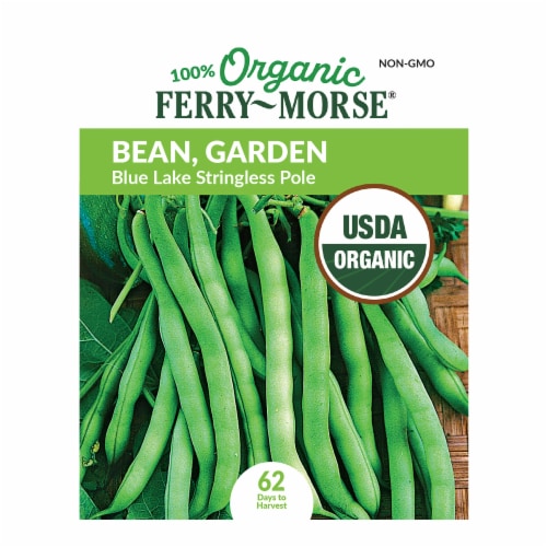 Ferry-Morse® Organic Blue Lake Stringless Pole Beans Seed Packet Perspective: front