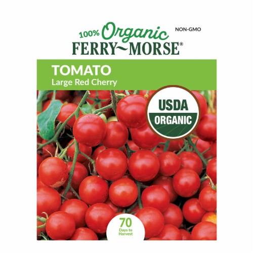 Ferry-Morse® Organic Large Red Cherry Tomato Seed Packet Perspective: front