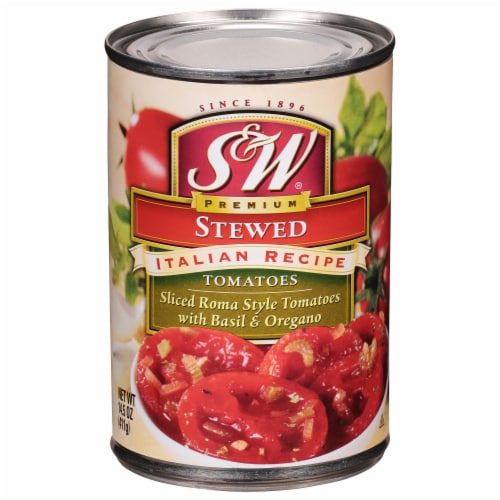 S&W® Italian Stewed Tomatoes with Oregano and Basil Perspective: front
