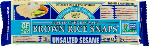 Edward & Sons® Unsalted Sesame Brown Rice Snaps Perspective: front