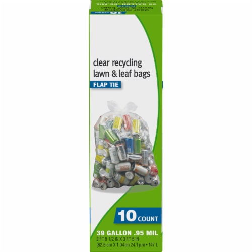 Presto Lawn & Leaf Flap Tie Clear Recycling Bags, 10 ct / 39 gal