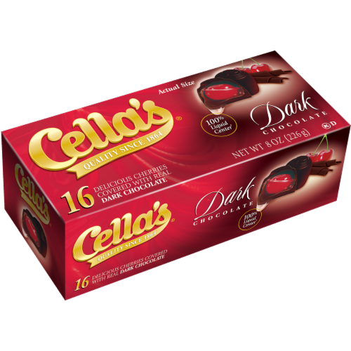 Cella's® Dark Chocolate Covered Cherries Holiday Gift Box Perspective: front