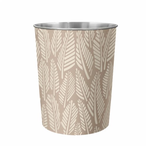 Allure Embossed Leaf Wastebasket Tan Perspective: front